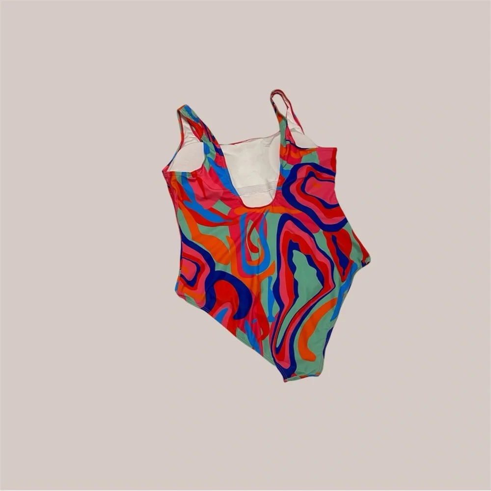 Vibrant Pink/Green One Piece Swimsuit with Wrap SZ XXL/16 - Picture 5 of 12